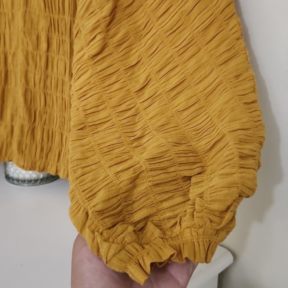 97%Cotton Yellow V-Neck Women's Boxy Boho Top Lagenlook Minimalist - Picture 4 of 8